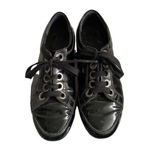 MEPHISTO Black Patent Leather Lace Up Casual Comfortable Sneaker Walking Shoes 8